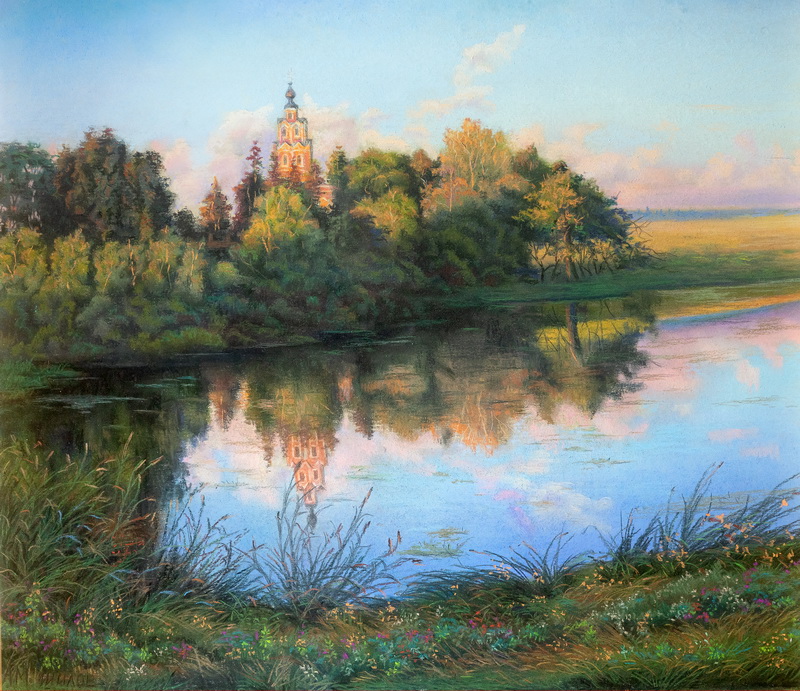 Церковь в Уборах. Бумага, пастель. 2025 г. Церковь в Уборах. Бумага, пастель. 2025 г.