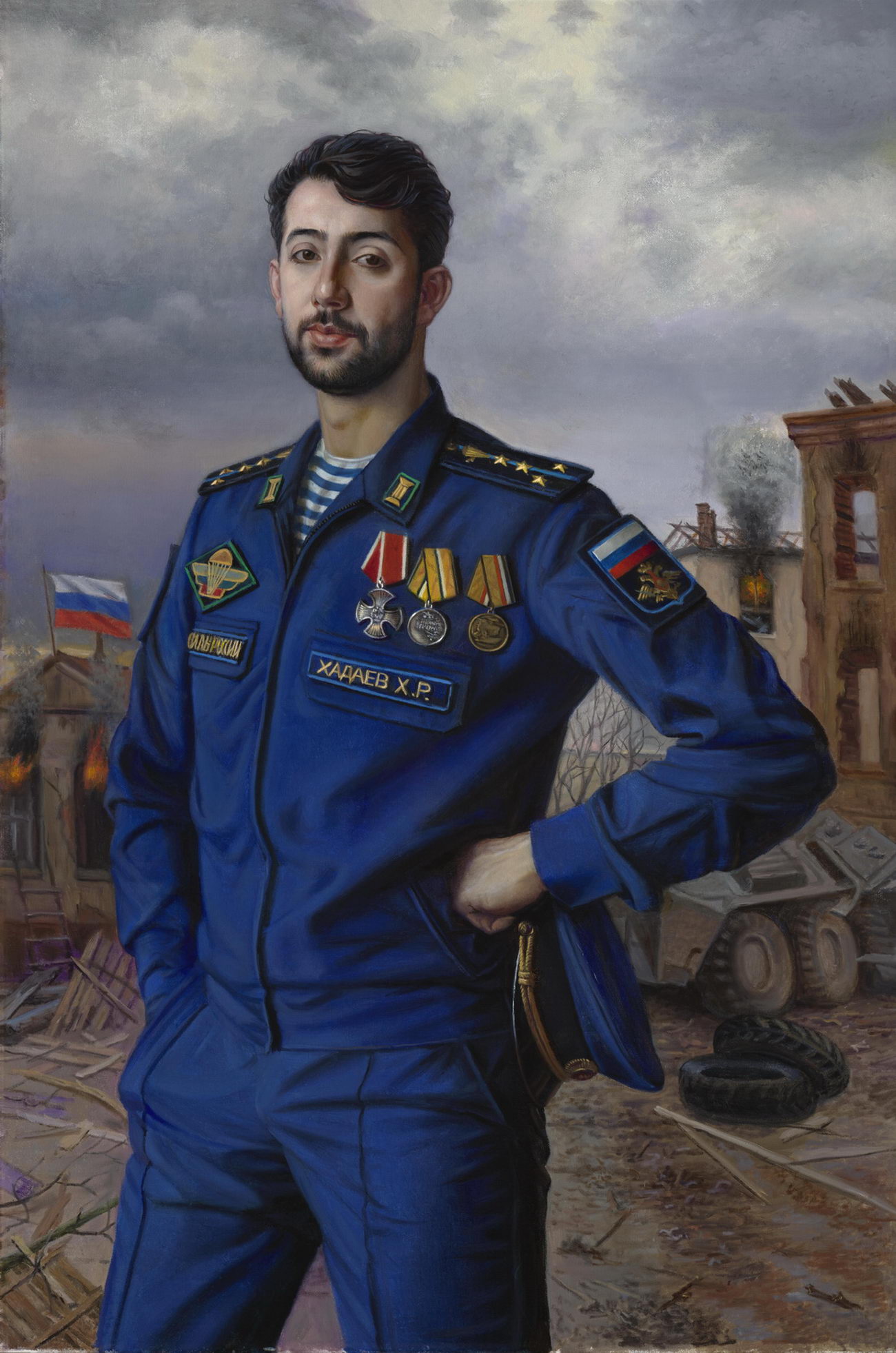 Участник специальной военной операции Хадаев Харон. Холст, масло. 2025